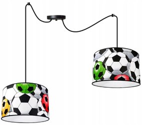 Detské závesné svietidlo Soccer Spider, 2x textilné tienidlo so vzorom, (výber z 2 farieb konštrukcie)