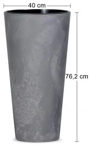 Vysoký plastový kvetináč DTUS400E 40 cm - tmavosivá