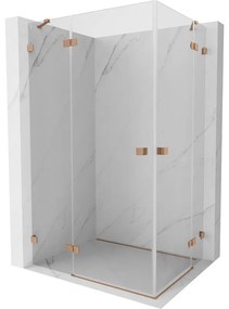 Mexen Lunar Duo, výklopný sprchový kút 110 x 105 cm, 8mm číre sklo, profil medená matná, 834-110L-105P-65-00
