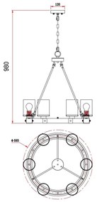 Globo 15555-6H - Luster na reťazi LILA 6xE27/60W/230V