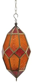 Orientálna závesná lampa SELLIMA - oranžovo červená