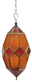 Orientálna závesná lampa SELLIMA - oranžovo červená