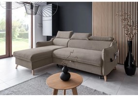 Svetlohnedá zamatová rozkladacia rohová pohovka (ľavý roh) Sweet Harmony – Miuform