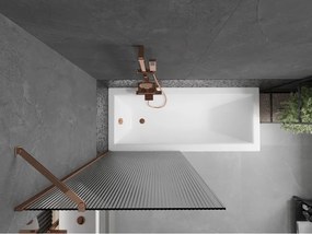 Mexen Next, vaňová zástena 1-krídlová 80 x 150 cm, fixné krídlo, 6 mm sklo s pruhmi, ružové zlato profil, 895-080-000-00-09-60