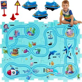 ISO Trade Kruzzel Puzzle autodráha 25 dielikov s vozidlami a dopravnými značkami pre deti 3+