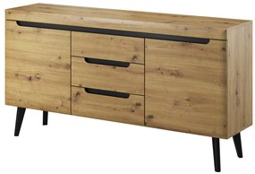 Komoda Nordi 160 cm so zásuvkami čierna/dub artisan