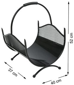 Kovový kôš na drevo Criss, 40x52 cm, čierna