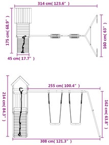 Vonkajšia súprava na hranie impregnovaná borovica