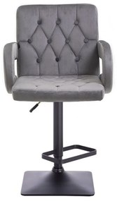 LuxuryForm Barová stolička BOSTON VELUR na čierne podstave - šedá