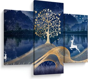 Obraz jeleňov pri splne (90x60 cm)