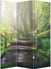 Paraván - Drevené schody v lese (126x170 cm)