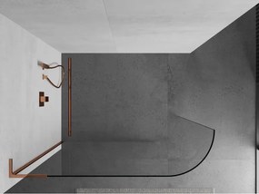 Mexen Kioto L, sprchová zástena Walk-In 90 x 200 cm, 8mm číre sklo, ružové zlato profil, 800-090-103-60-06