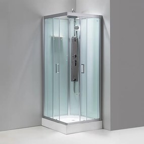 BPS-koupelny Hydromasážny box HYD-LI100, 80x80 cm, kartáčovaný chróm/transparent