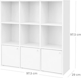 Knižnica, policový diel, s 9 priehradkami, biela