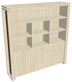 Vysoká skriňa Verno+ S 200 x 46 x 210 cm, s regálom, agát / hnedá