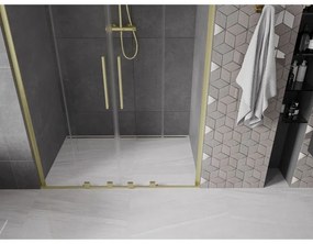 Mexen Velar L Duo, posuvné sprchové dvere do otvoru 140 cm, 8mm číre sklo, zlatá matná, 871-140-003-02-55