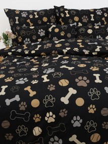 Francúzske bavlnené obliečky Renforcé – Psie labky čierne
