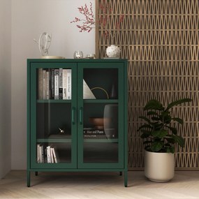 Vitrína GINA, 800 x 1015 x 400 mm, Modern: fľaškovo zelená farba