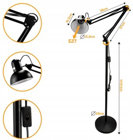 BERGE LED stojacia lampa E27 185cm - BERLIN