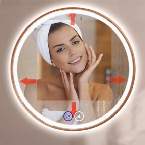 Rea MMJ, okrúhle LED zrkadlo, 60cm, kartáčovaná meď, HOM-05491