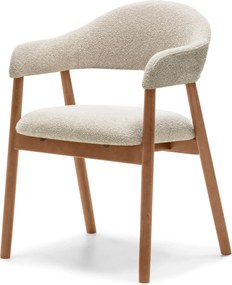Čalúnená jedálenská stolička Sorento z masívu bouclé béžová/orech