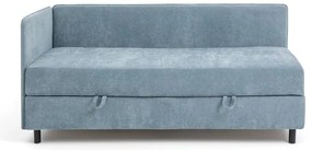 Modrá čalúnená jednolôžková posteľ s úložným priestorom s matracom 90x200 cm Avela – Bonami Selection