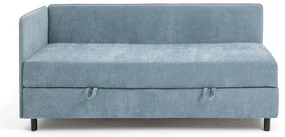 Modrá čalúnená jednolôžková posteľ s úložným priestorom s matracom 90x200 cm Avela – Bonami Selection
