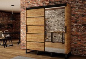 Posuvná skriňa LOFT V2 180, 180x212x62, dub kraft zlatý/čierna