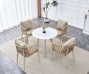 Okrúhly jedálenský stôl s béžovými nohami MELODY 70x70, biely