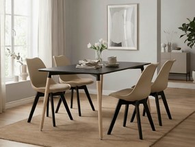 Jedálenský set 1 + 4, čierny stôl ADRIA 120x80 cm + béžová stolička BALI MARK s čiernymi nohami