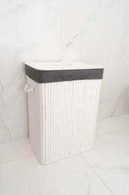 Kôš na bielizeň bambusový 80 l biely / sivý