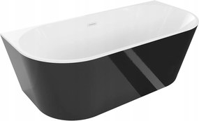 Mexen Oval vaňa voľne stojaca priemyselná 170 x 80 cm, biela/čierna, prepad