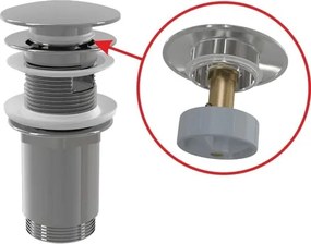 Alca Výpust umývadlová CLICK/CLACK G 5/4" s prepadom, veľká zátka, kov, chróm-lesk A392C