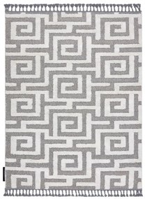 Koberec MAROC P655, šedo-biely Labyrint-Grécky vzor, Marocký Shaggy