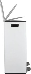 Matne biely oceľový odpadkový kôš 2x30 l na triedený odpad/nášľapný Aliya – Spirella