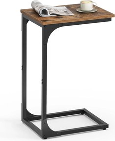 C tvarovaný bočný stôl v rustikálnej hnedej a čiernej farbe