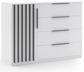 Komoda Atena 120x89x48 Biely/Lamela čierna