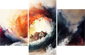 Obraz - Vo víre povodne, akvarel (90x60 cm)