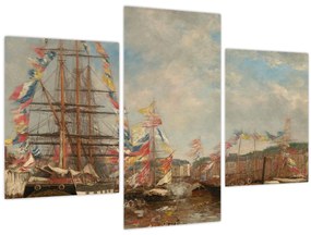 Obraz - Eugène Boudin, Festival in the Harbor of Honfleur, reprodukcia (90x60 cm)