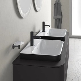 DURAVIT Happy D.2 Plus obdĺžniková umývadlová misa s otvorom, s prepadom, 600 x 460 mm, biela/antracit matný, 2360606100