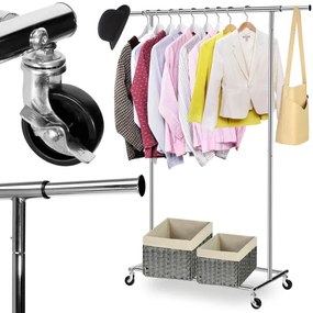 Vešiakový stojan TAHIR na kolieskach strieborný