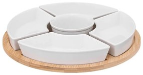 Súprava servírovacích misiek Helper porcelán/bambusové drevo