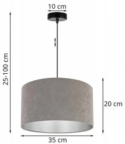 Závesné svietidlo MEDIOLAN, 1x šedé/chrómové textilné tienidlo
