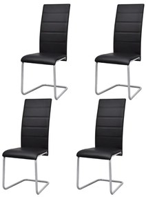 Jedálenské stoličky, perová kostra 4 ks, čierne, umelá koža