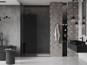 Mexen Velar, posuvné sprchové dvere do otvoru 130 cm, 8mm šedé sklo, čierna matná, 871-130-000-41-70