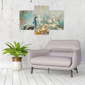 Obraz - Páv so zlatým dekorom (90x60 cm)