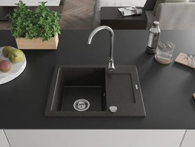 Mexen Enzo - drez granitový 57,6x46,5cm, 1-komorový, čierna-zlatá, 6506571005-75