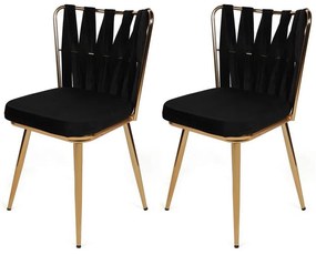 Súprava jedálenských stoličiek Kusakli Black and Gold, 2 ks, 2 ks