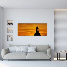 Obraz kostola pri západe slnka (120x50 cm)