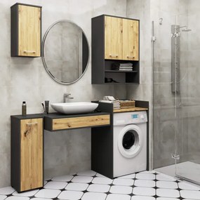 Kúpeľňová skrinka FIN H934 W64 2D grafitová / dub artisan
